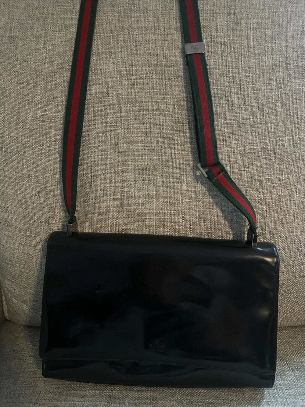 Gucci Black Patent Leather Messenger Bag